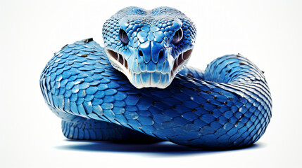 Blue venom snake on white background