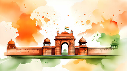 Watercolor republic day of india background. - obrazy, fototapety, plakaty