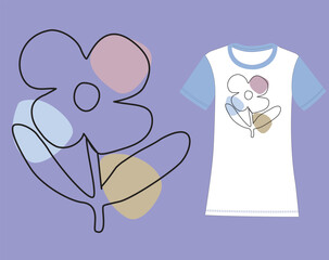 Modern Abstract Art Flower Portrait, Hand Drawn Vector Illustration