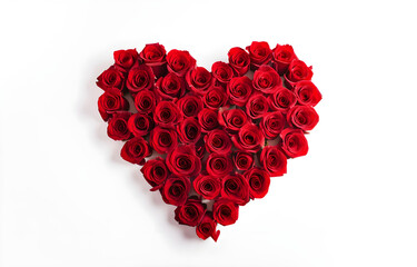 Heart Made of Red Roses isolated on white background