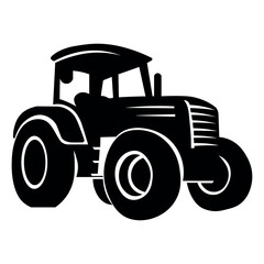 Tractor black illustration on white backround