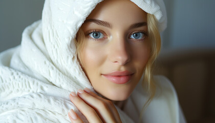 Beautiful Caucasian woman smiling, looking at camera generated by AI