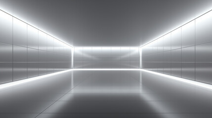 Minimalistic and Modern Empty White Room with Neon Lights