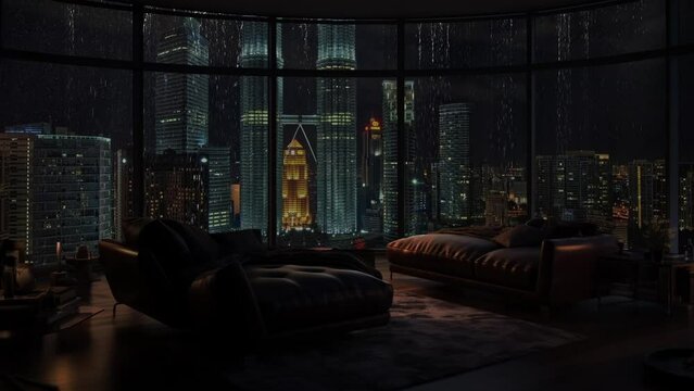 Luxury Apartment On A Rainy Night In New York City Relax With The Sound Of Rain Outside The Window