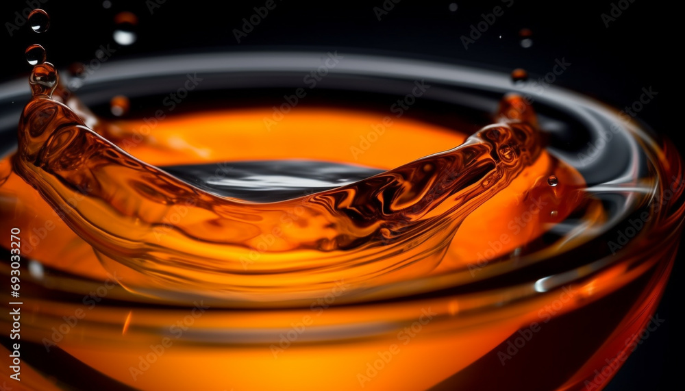 Poster transparent liquid drops create abstract wave pattern on water surface generated by ai