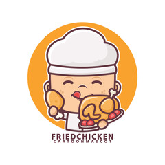 chef cartoon mascot with fried chicken