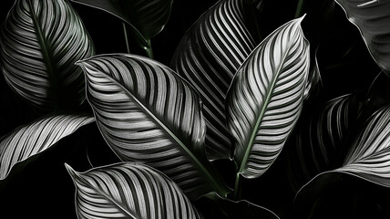 black and white image of leaves