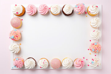 frame made of Cupcakes white background