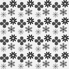 Vector seamless monochromatic Scandinavian pattern in the form of flowers on a gray background
