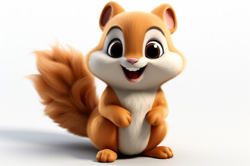 3d cartoon little squirrel