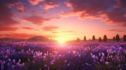 lavender field during summer sunset