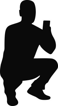 recommend clip art: Man filming video on smartphone camera silhouette