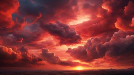 Fototapeta premium red sunset in the clouds