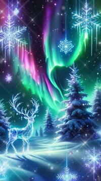 Christmas background with stars and aurora