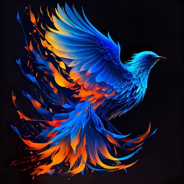 blue fantasy digital art bird wallpaper image night dark