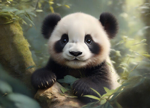 panda is looking