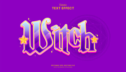 decorative editable colorful witch text effect vector design - obrazy, fototapety, plakaty