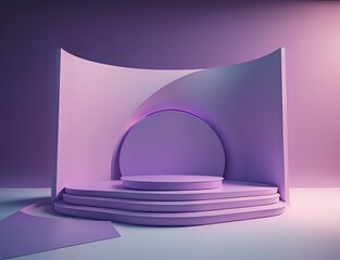 Purple podium for product presentation 3d render made with Generative AI