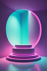 Purple podium for product presentation 3d render made with Generative AI