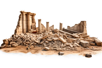 Ancient historical city ruins, archeology isolated on transparent background, png file - obrazy, fototapety, plakaty