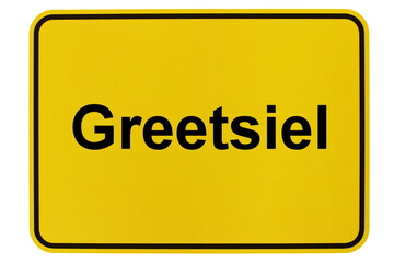 Illustration eines Ortsschildes von Greetsiel in Niedersachsen