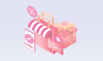 Fototapeta premium 3D Online shopping and retail.internet store. 3d render.3d handmade.3d goal for business, bank, finance, investment, money.illustration.