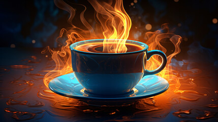 Cup of hot beverage coffee or tea. AI generated image