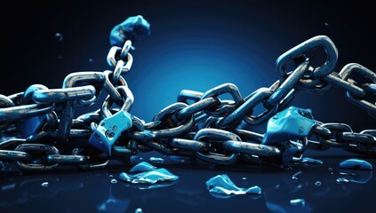 Iron Chains . Steel chains . Broken chain. 