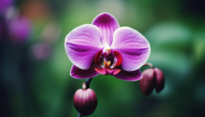 Obraz premium Tranquil scene of organic orchid growth, elegance in nature beauty generated by AI