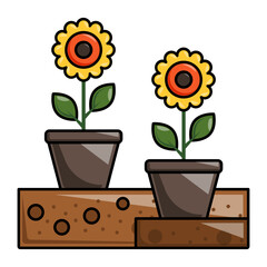 potted plant with sunlight and without sunlight concept, improving plant growth vector icon design, Shrubs and Trees symbol, Plants and Flowers sign, Landscaping and Garden Tools stock
