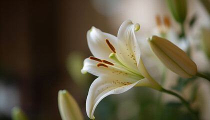 Obraz premium Freshness and beauty in nature a close up of a single flower generated by AI