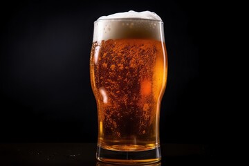 Classic Beer Glass on Elegant Black Background for Bar or Brewery Advertisement