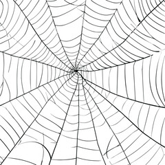 Obraz premium Spider web black silhouette icon on white background. AI generated illustration.