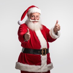 Friendly Santa Claus, positive sign with his hand