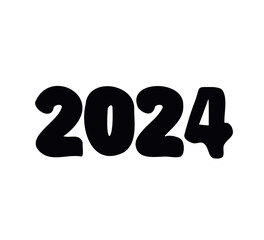 Realistic 2024 numbers on white background. New 2024 Year
