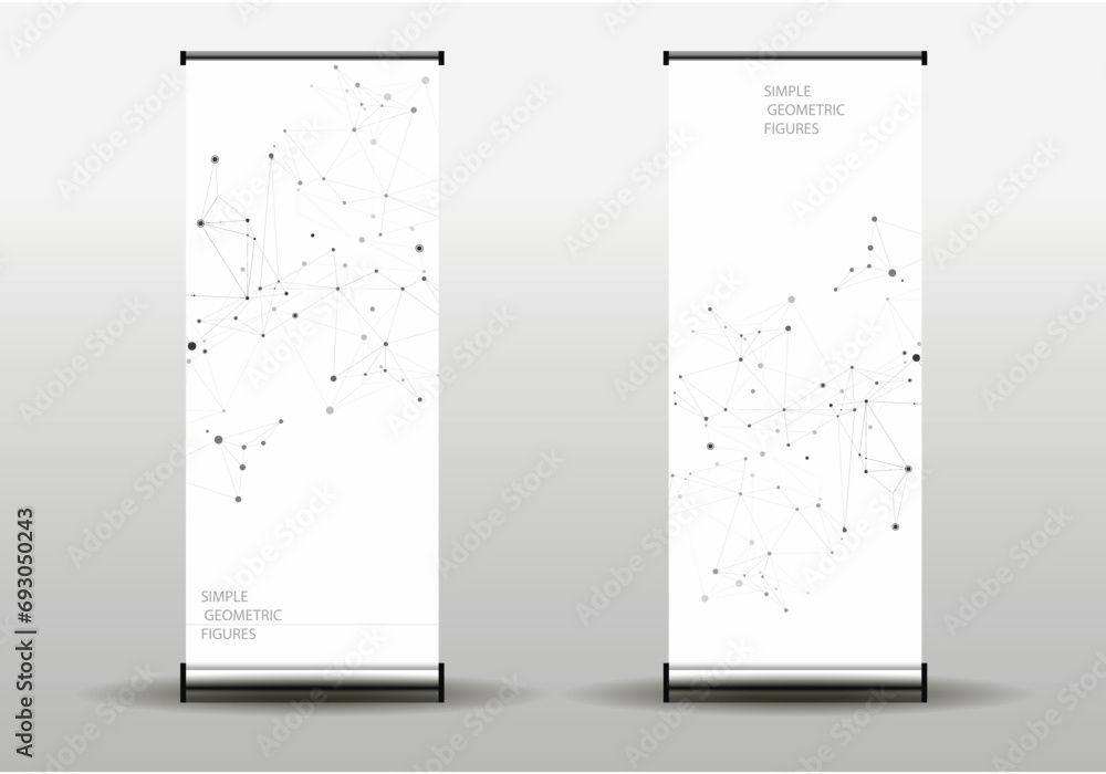 Aufkleber Technology vector templates for brochure cover in A4 size. Abstract geometric background with connected shapes lines and dots. Business, science, medicine design