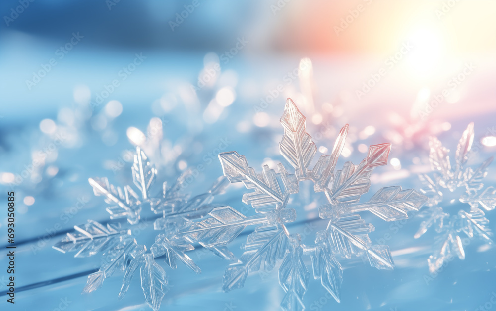 Poster snowflake macro photography graphics,created with generative ai tecnology.