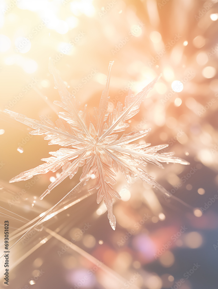 Poster snowflake macro photography graphics,created with generative ai tecnology.