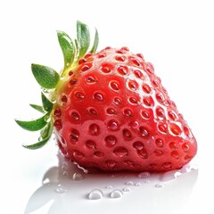 close up juicy strawberry on white background