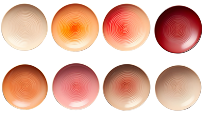 Collection of peach color ceramic plates with concentric patterns