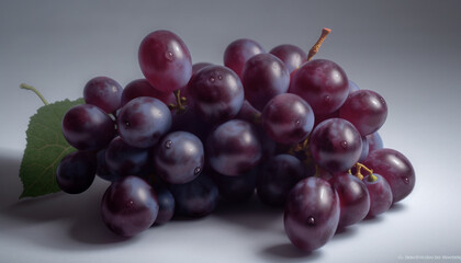 Fototapeta premium Juicy purple grape bunch, fresh from nature organic growth generated by AI