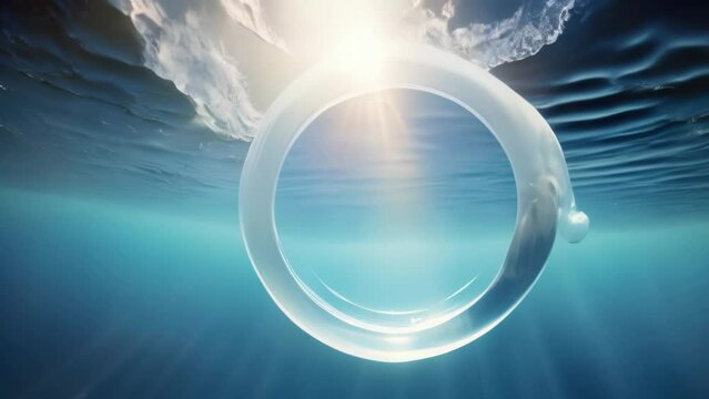 underwater bubble ring ascends towards the sun