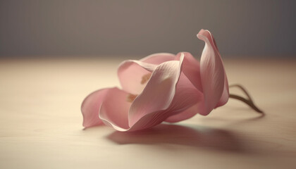 Romantic pink tulip blossom, beauty in nature, selective focus foreground generated by AI