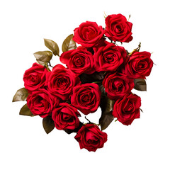 bouquet of red roses isolated on transparent background Generative AI