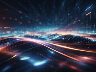illustration of futuristic high-speed light in cyberspace. Information technology network of data center. Abstarct background light