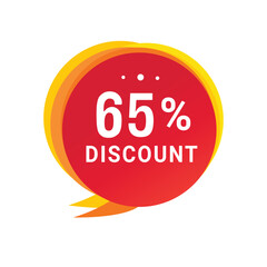 65 percent discount speech bubble icon design. Banner discount promotion for advertising, business. Modern vector design template.
