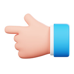 Left direction hand sign isolated. Human hand gesture cartoon icon. 3D Illustration.