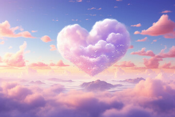 Purple heart on purple background.Copy space. - obrazy, fototapety, plakaty