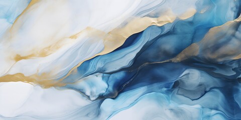 Obraz premium Closeup of abstract rough blue white gold art painting texture