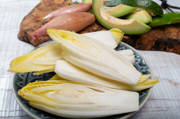 Fresh organic chicory endive salad ready to eat, traditional food in Belgium and the Netherlands